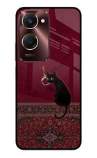 Midnight Cat Vivo Y28e 5G Metal Case Back Cover by Casekaro