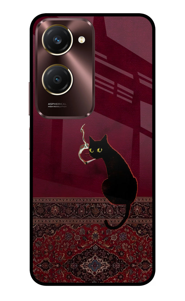 Midnight Cat Vivo Y28e 5G Metal Case Back Cover by Casekaro