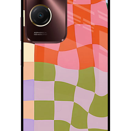 Wavy Grid Vivo Y28e 5G Metal Case Back Cover by Casekaro