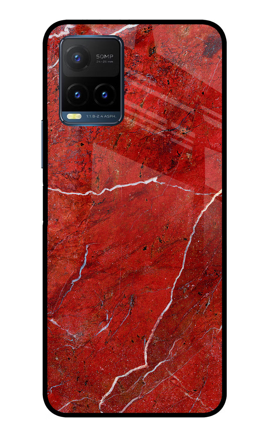 Red Marble Design Vivo Y21T Back Cover, Metal case