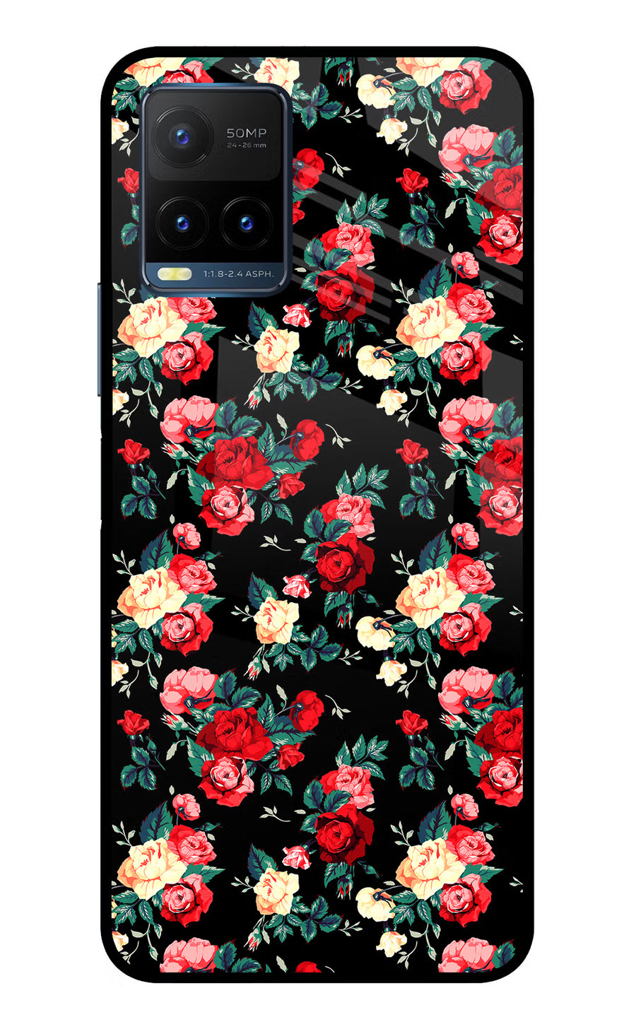 Rose Pattern Vivo Y21T Back Cover, Metal case
