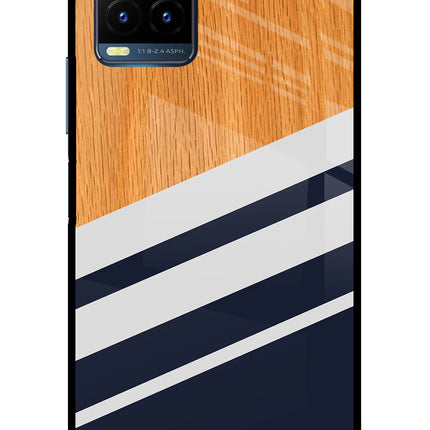 Blue and white wooden Vivo Y21T Metal Case Back Cover by Casekaro