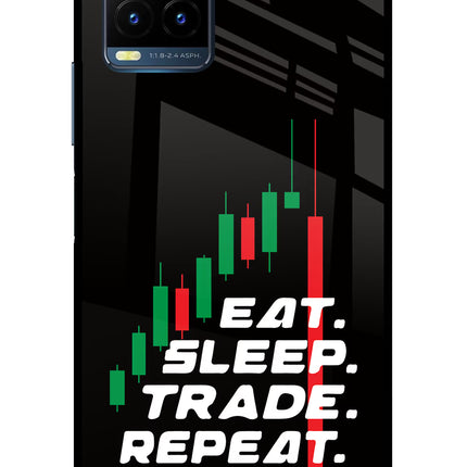 Eat Sleep Trade Repeat Vivo Y21T Metal Case Back Cover by Casekaro