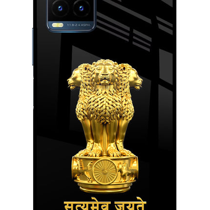 Satyamev Jayate Golden Vivo Y21T Metal Case Back Cover by Casekaro