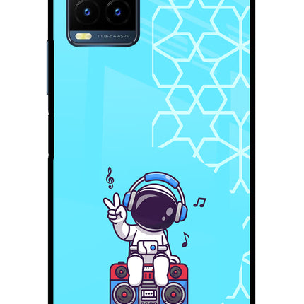 Cute Astronaut Chilling Vivo Y21T Metal Case Back Cover by Casekaro