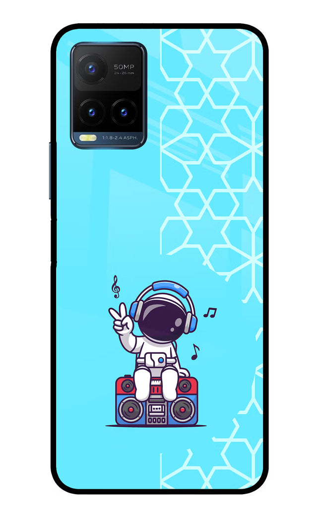 Cute Astronaut Chilling Vivo Y21T Metal Case Back Cover by Casekaro