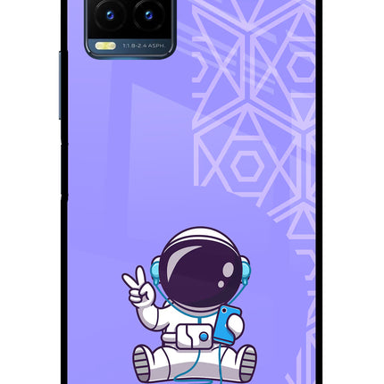 Cute Astronaut Chilling Vivo Y21T Metal Case Back Cover by Casekaro