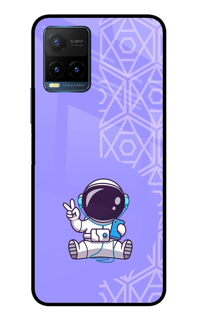 Cute Astronaut Chilling Vivo Y21T Metal Case Back Cover by Casekaro