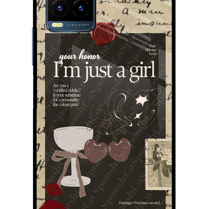 I am just a girl Vivo Y21T Metal Case Back Cover by Casekaro
