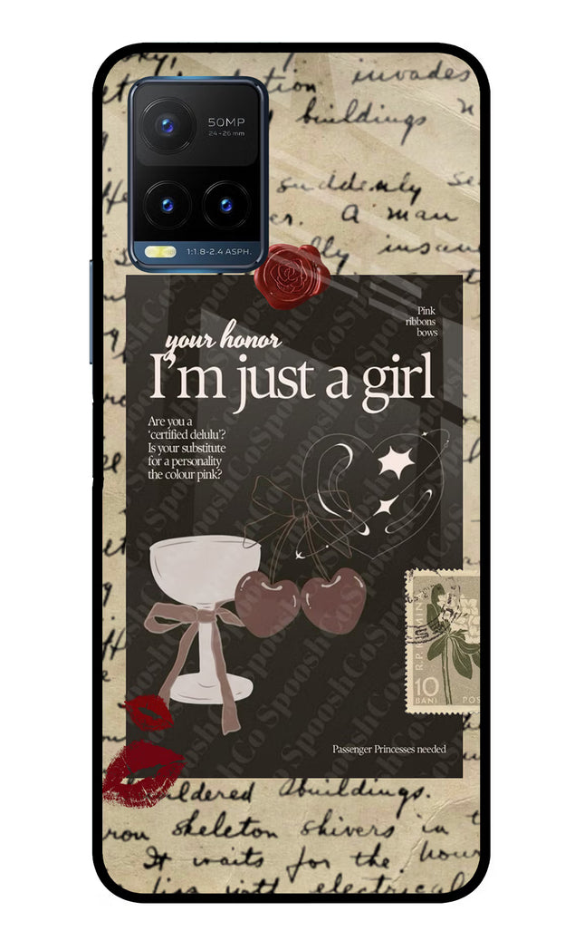 I am just a girl Vivo Y21T Metal Case Back Cover by Casekaro