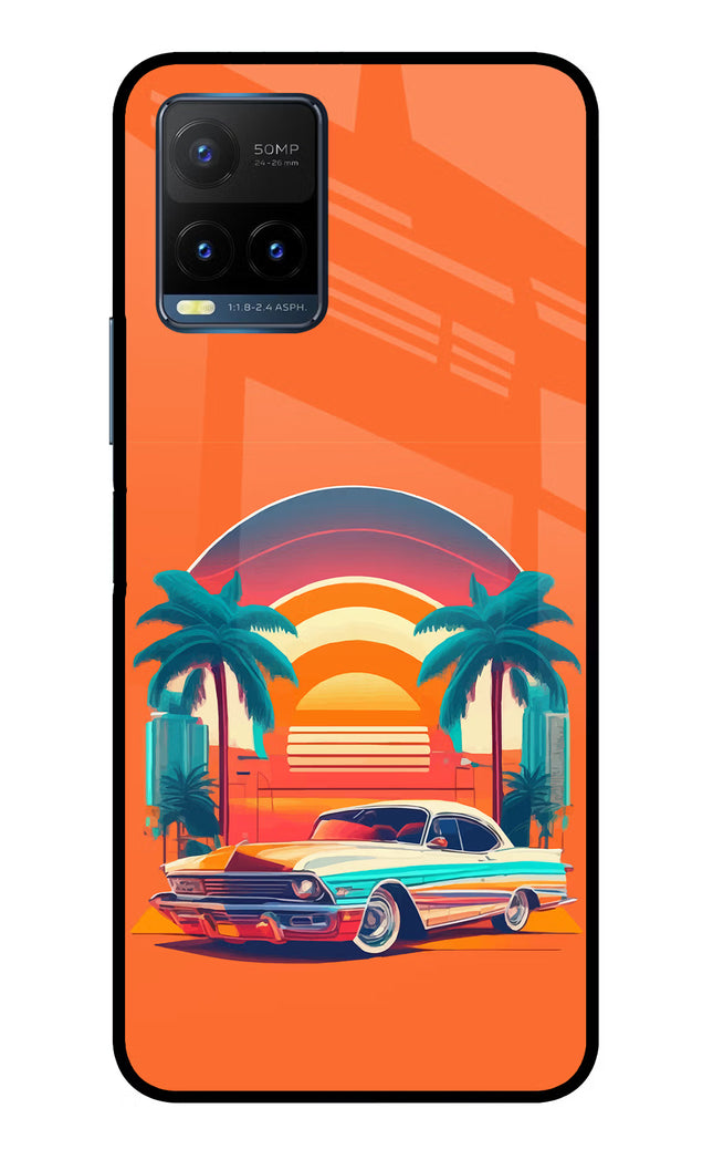 Palm Drive 80s Vivo Y21T Metal Case Back Cover by Casekaro