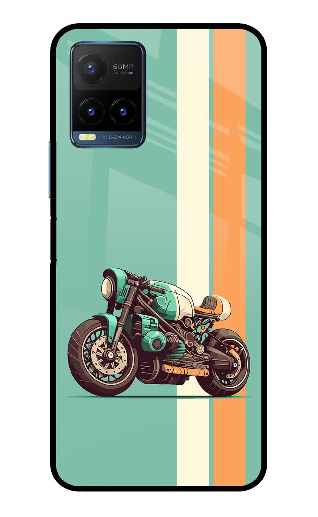 Striped Moto Drift Vivo Y21T Metal Case Back Cover by Casekaro