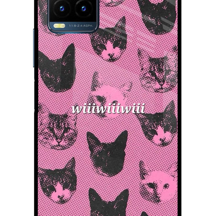 Pink Cats Vivo Y21T Metal Case Back Cover by Casekaro