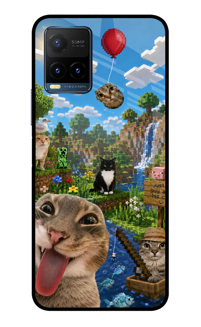 Minecraft Cat Chaos Vivo Y21T Metal Case Back Cover by Casekaro
