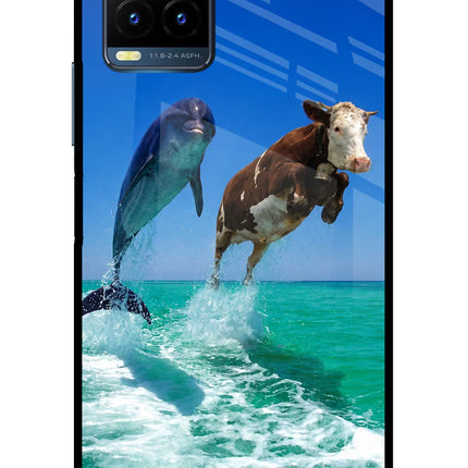 Dolphin vs Cow Vivo Y21T Metal Case Back Cover by Casekaro