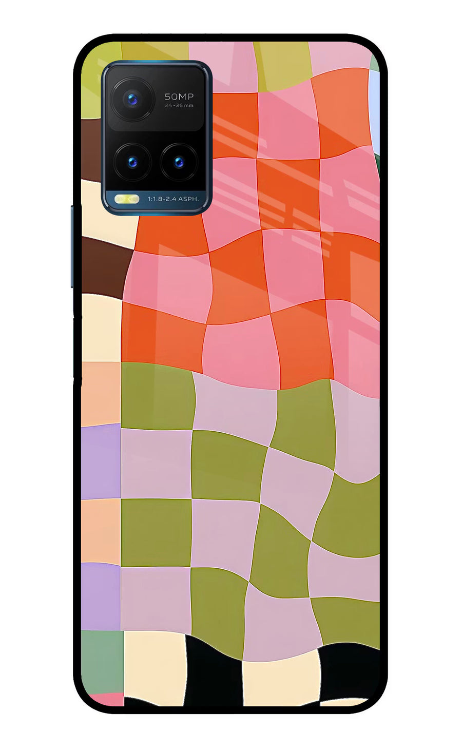 Wavy Grid Vivo Y21T Back Cover, Metal case