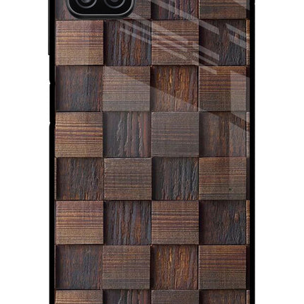 Wooden Cube Design Samsung A12 Metal Case Back Cover by Casekaro