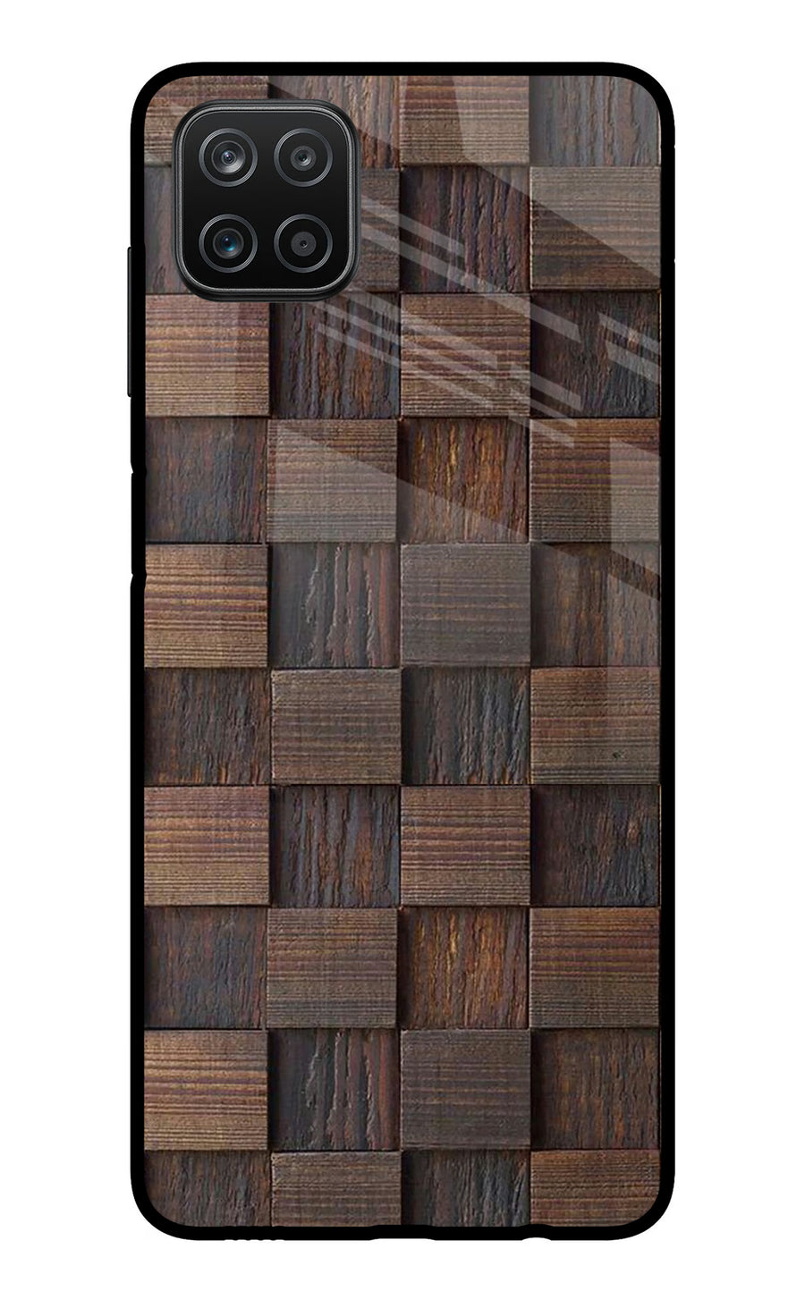 Wooden Cube Design Samsung A12 Back Cover, Metal case
