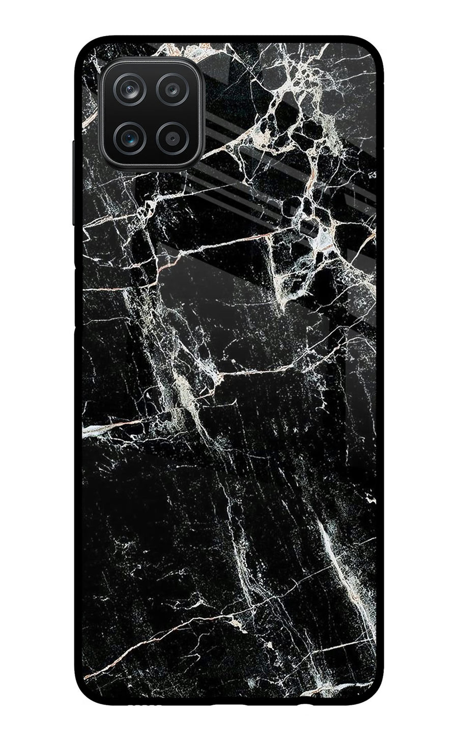 Black Marble Texture Samsung A12 Back Cover, Metal case