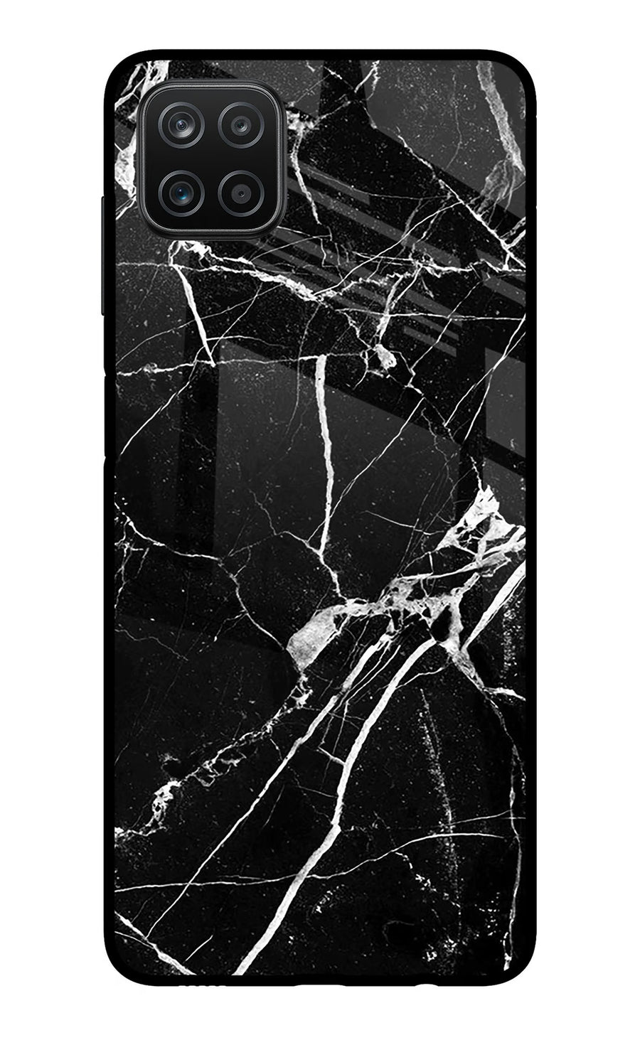 Black Marble Pattern Samsung A12 Back Cover, Metal case