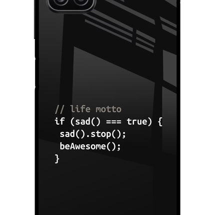 Life Motto Code Samsung A12 Metal Case Back Cover by Casekaro