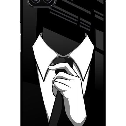 Black Tie Samsung A12 Metal Case Back Cover by Casekaro