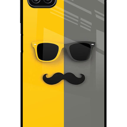 Sunglasses with Mustache Samsung A12 Metal Case Back Cover by Casekaro