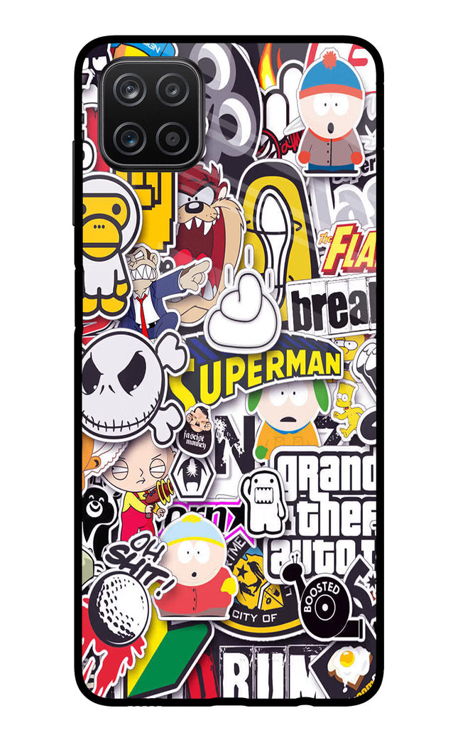 Sticker Bomb Samsung A12 Metal Case Back Cover by Casekaro