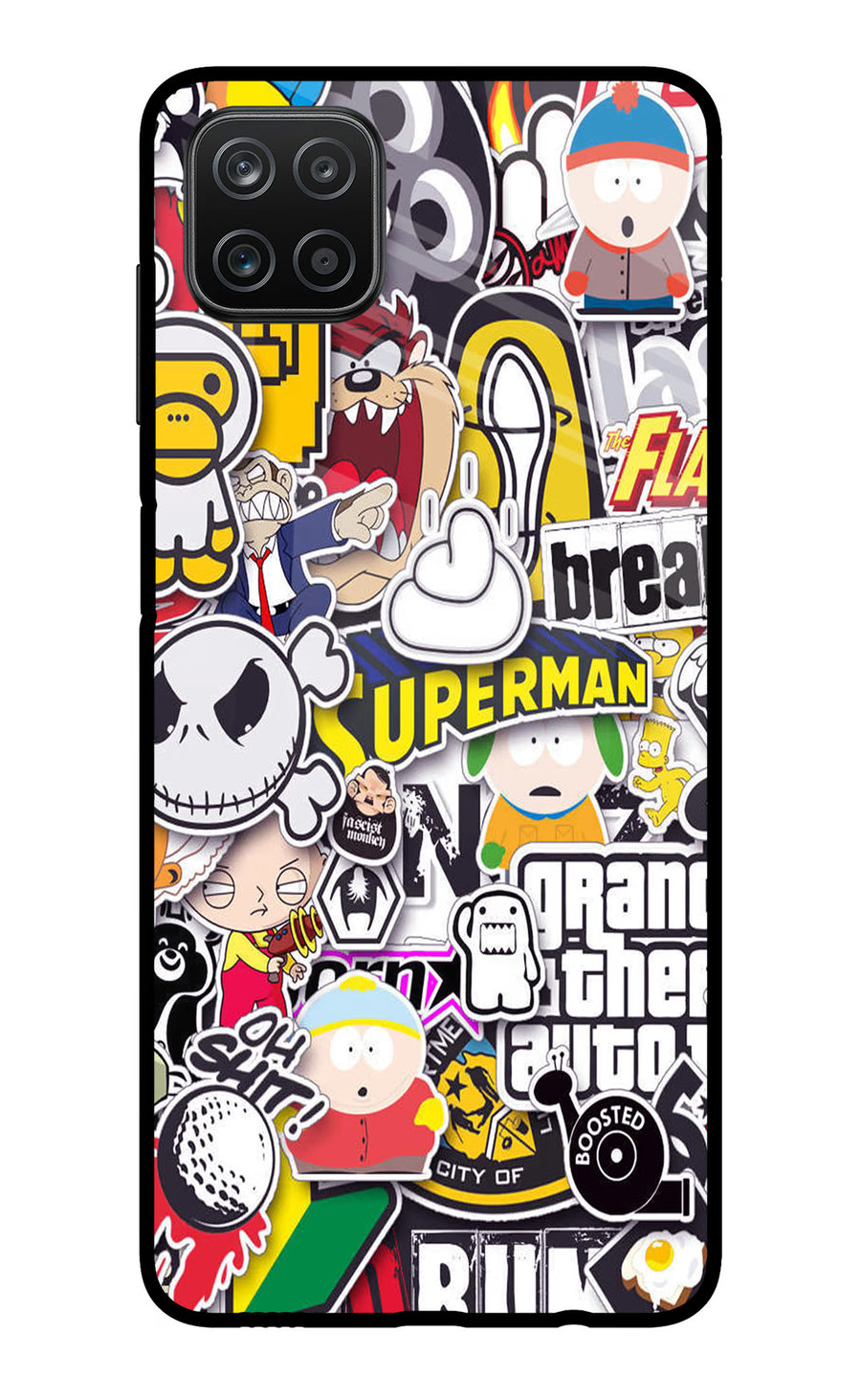 Sticker Bomb Samsung A12 Back Cover, Metal case