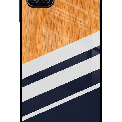 Blue and white wooden Samsung A12 Metal Case Back Cover by Casekaro