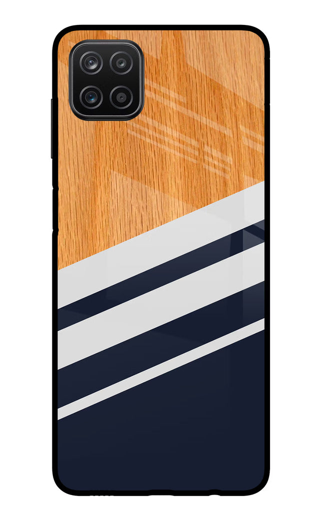 Blue and white wooden Samsung A12 Metal Case Back Cover by Casekaro