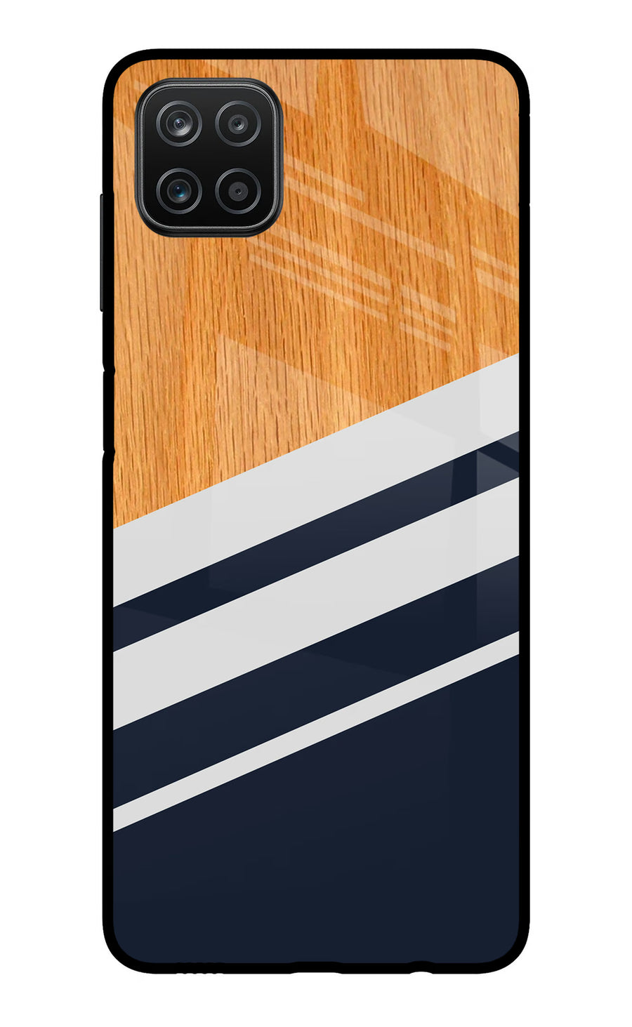 Blue and white wooden Samsung A12 Back Cover, Metal case