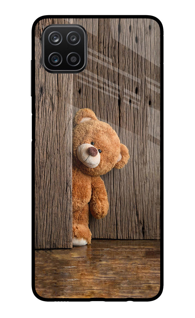 Teddy Wooden Samsung A12 Metal Case Back Cover by Casekaro
