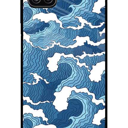 Blue Waves Samsung A12 Metal Case Back Cover by Casekaro