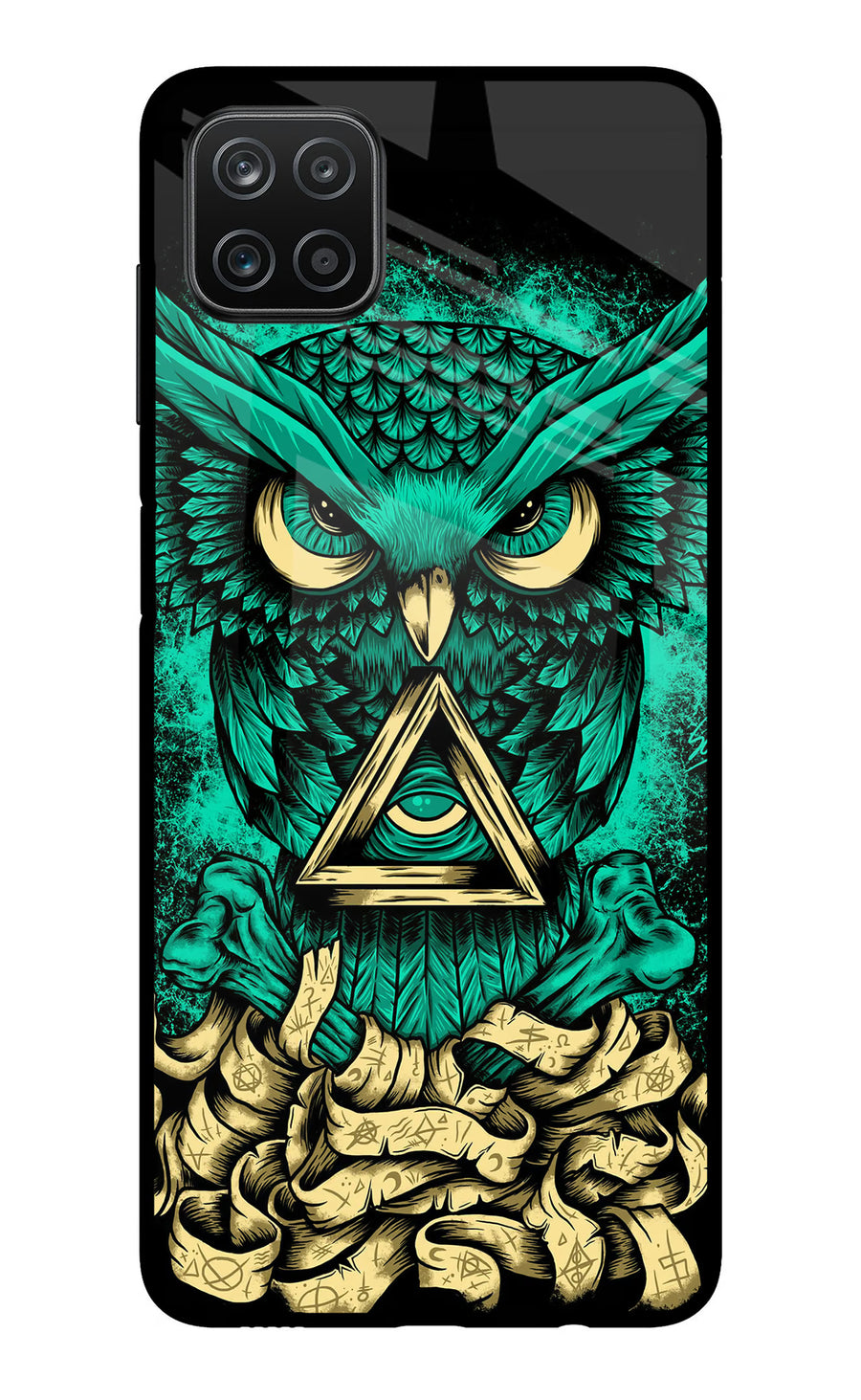 Green Owl Samsung A12 Back Cover, Metal case