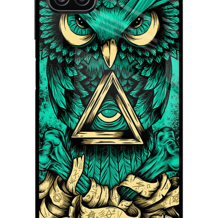 Green Owl Samsung A12 Metal Case Back Cover by Casekaro