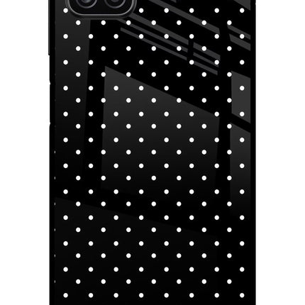White Dots Samsung A12 Metal Case Back Cover by Casekaro