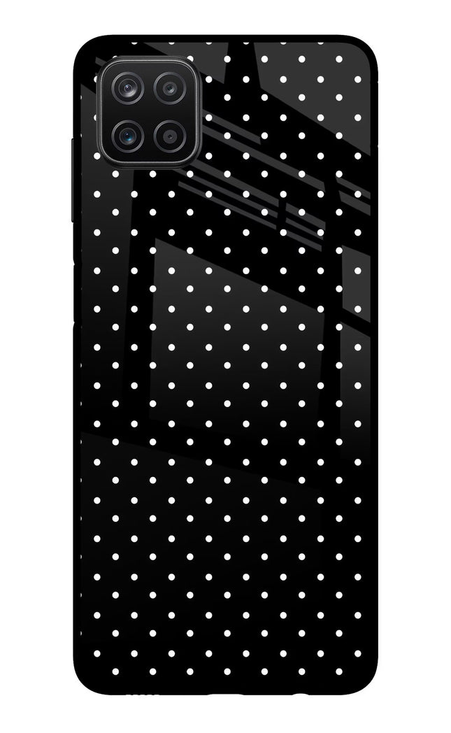 White Dots Samsung A12 Metal Case Back Cover by Casekaro