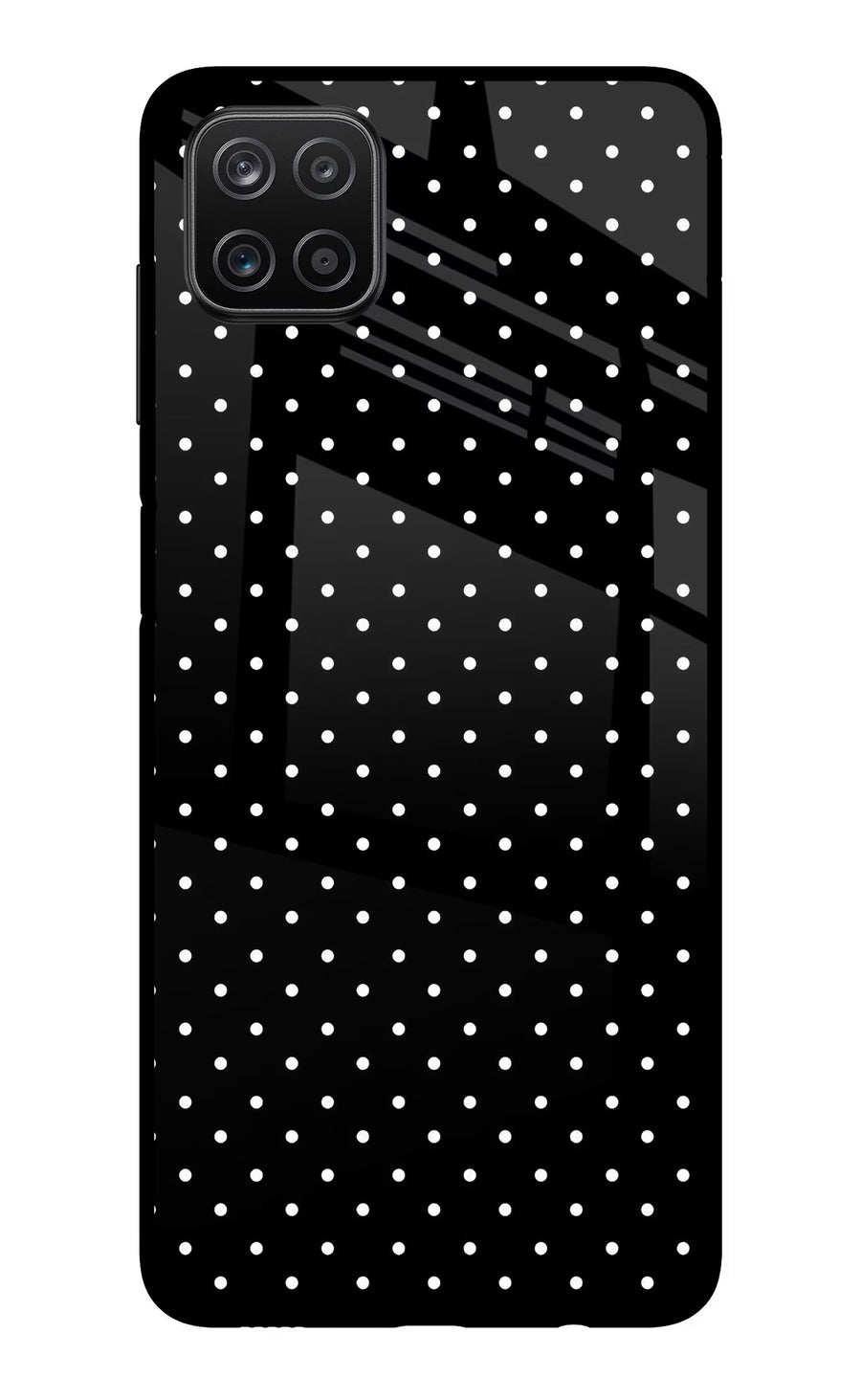 White Dots Samsung A12 Back Cover, Metal case