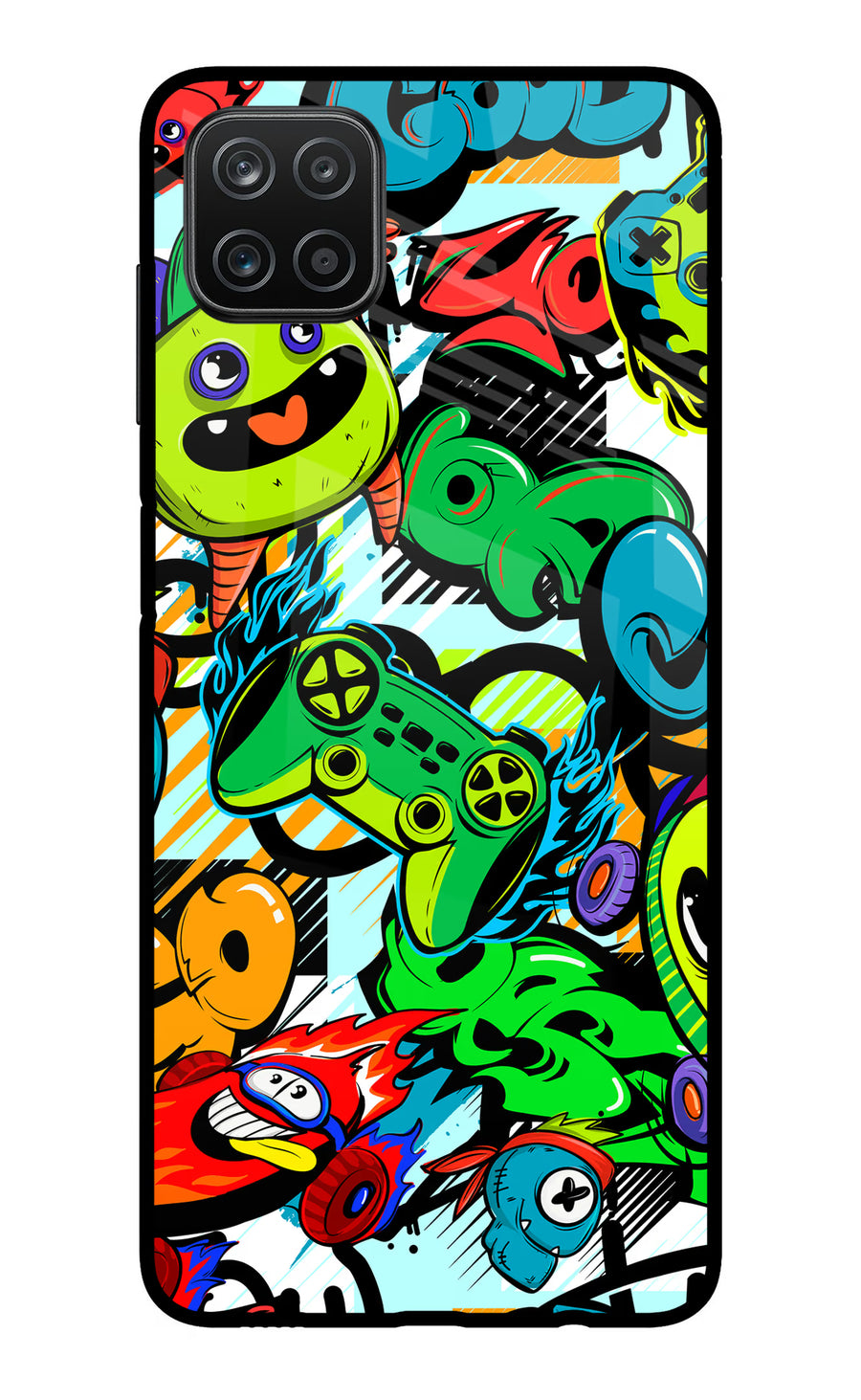 Game Doodle Samsung A12 Back Cover, Metal case