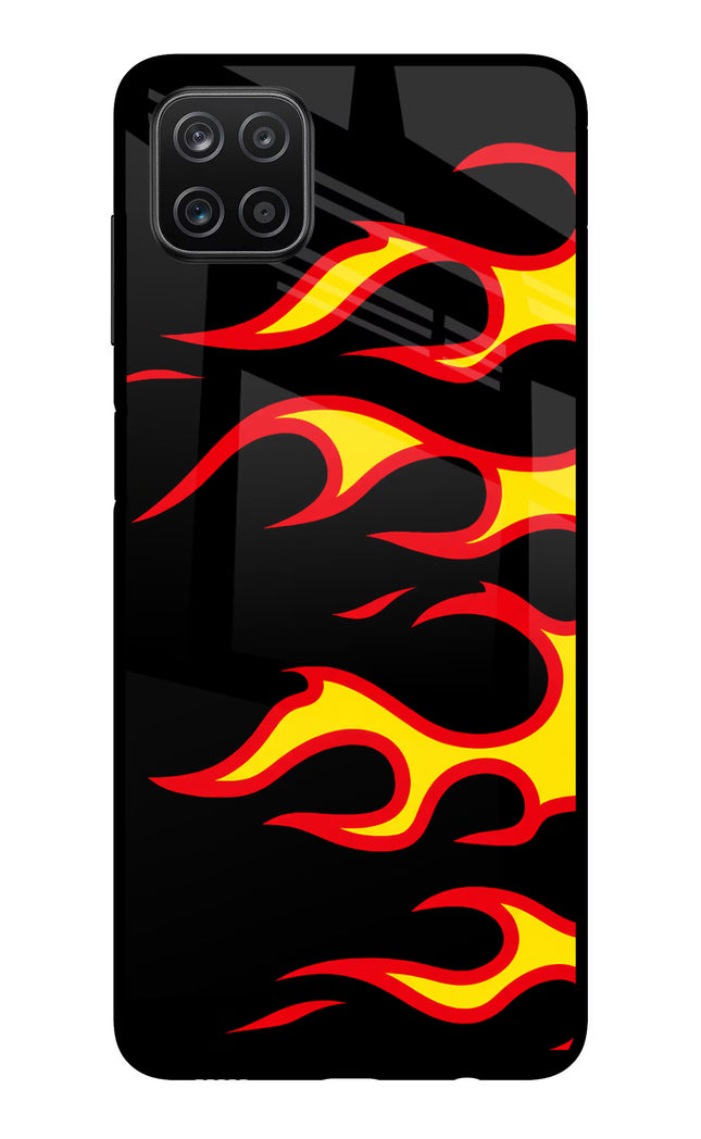 Side Sweep Flames Samsung A12 Metal Case Back Cover by Casekaro