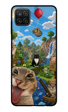 Minecraft Cat Chaos Samsung A12 Metal Case Back Cover by Casekaro