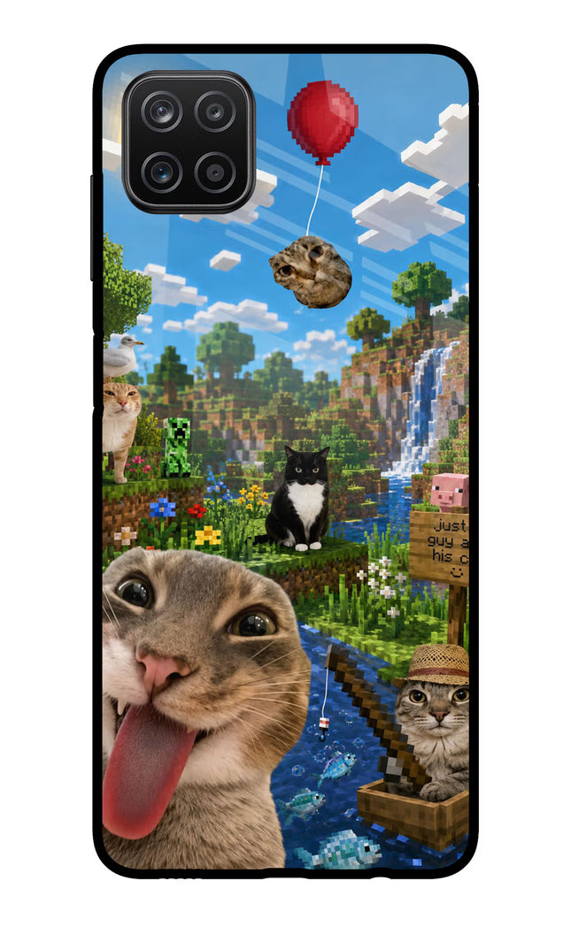 Minecraft Cat Chaos Samsung A12 Metal Case Back Cover by Casekaro