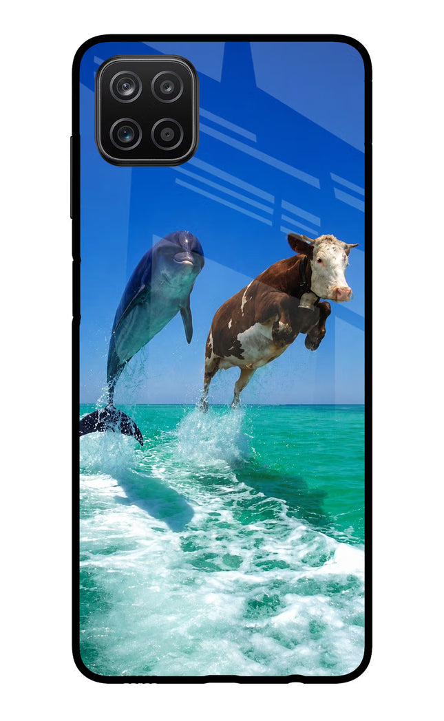 Dolphin vs Cow Samsung A12 Metal Case Back Cover by Casekaro