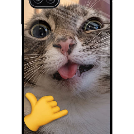 Silly Cat Call Samsung A12 Metal Case Back Cover by Casekaro