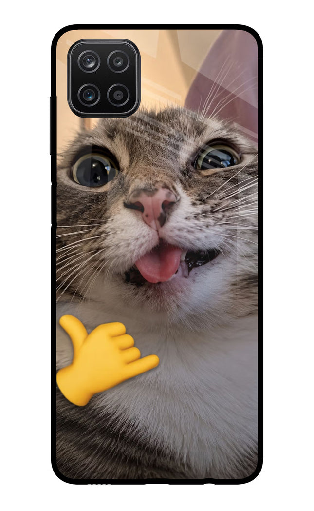 Silly Cat Call Samsung A12 Metal Case Back Cover by Casekaro