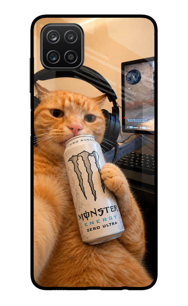 Gamer Cat Energy Samsung A12 Metal Case Back Cover by Casekaro