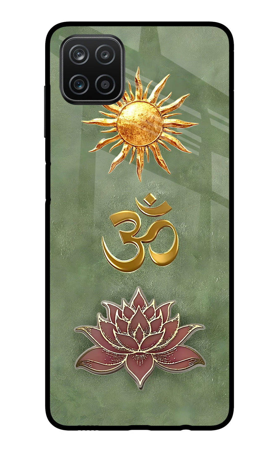 Om & Lotus Samsung A12 Back Cover, Metal case