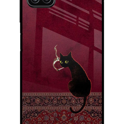 Midnight Cat Samsung A12 Metal Case Back Cover by Casekaro