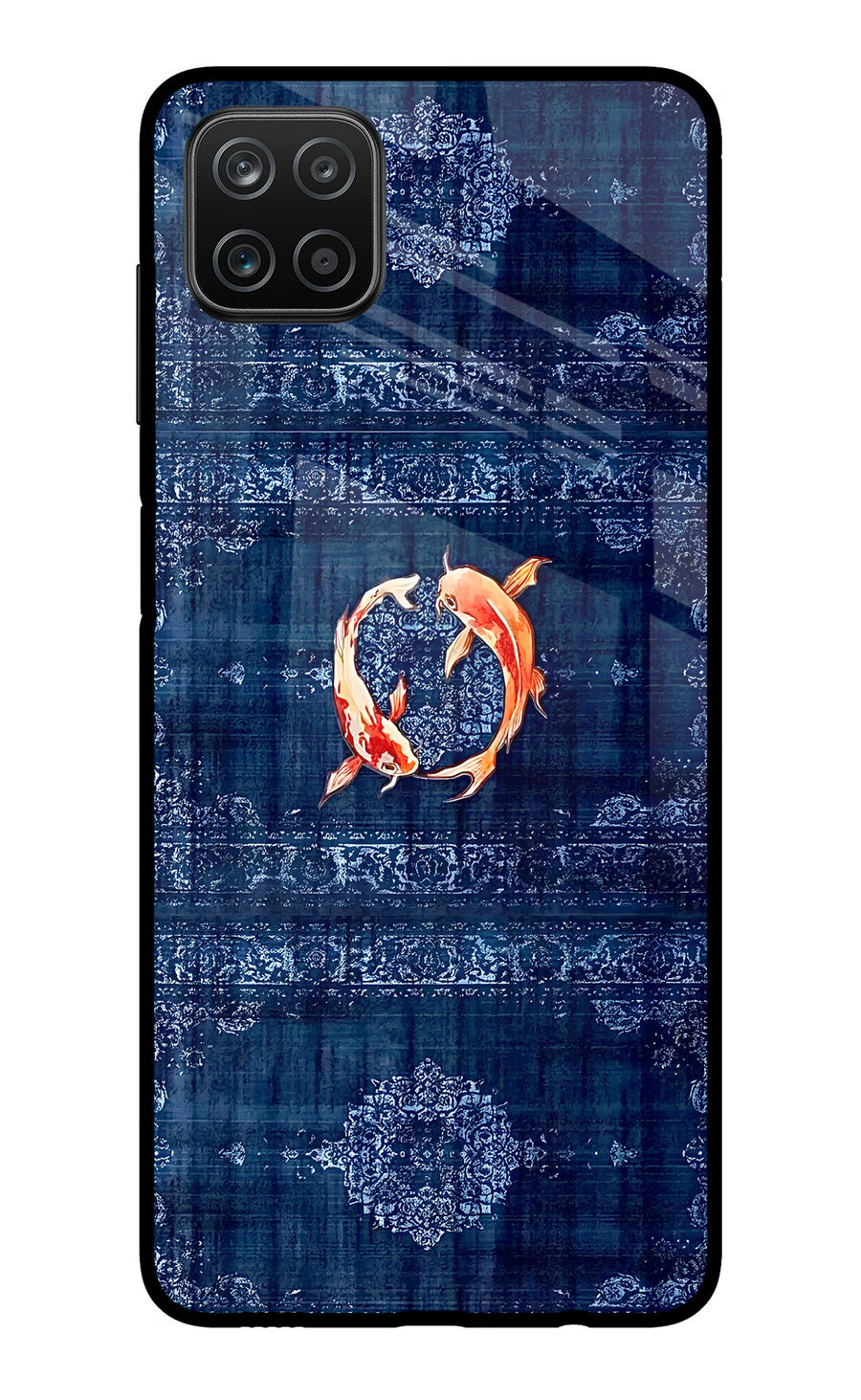 Koi Blue Samsung A12 Back Cover, Metal case